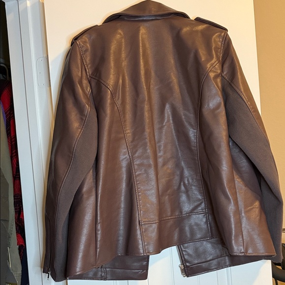 Lane Bryant Faux-Leather Moto Jacket Brown Mauve Sz 14/16 - Picture 9 of 9